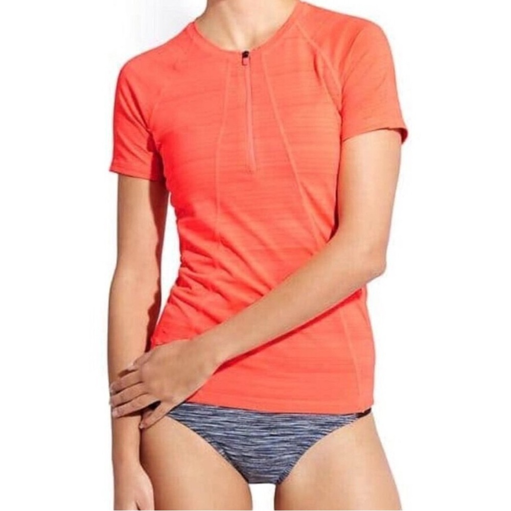 Athleta Pacifica Orange UPF+ Rashguard Top XS